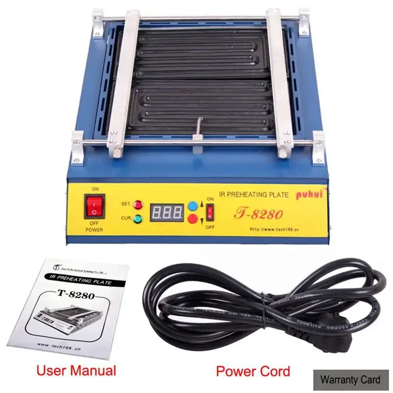110V/220V T-8280 PCB Preheater IR Infrared Preheating Station Preheat Plate SMD Rework Station 0-450degree Celsius Solder Repair