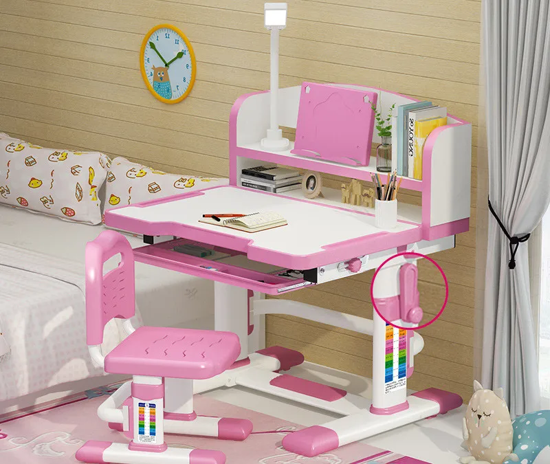 ความสูงปรับโต๊ะและเก้าอี้โมเดิร์นการเขียนบ้าน Ergonomic เด็กศึกษาชุดโต๊ะลิ้นชักเก็บของ