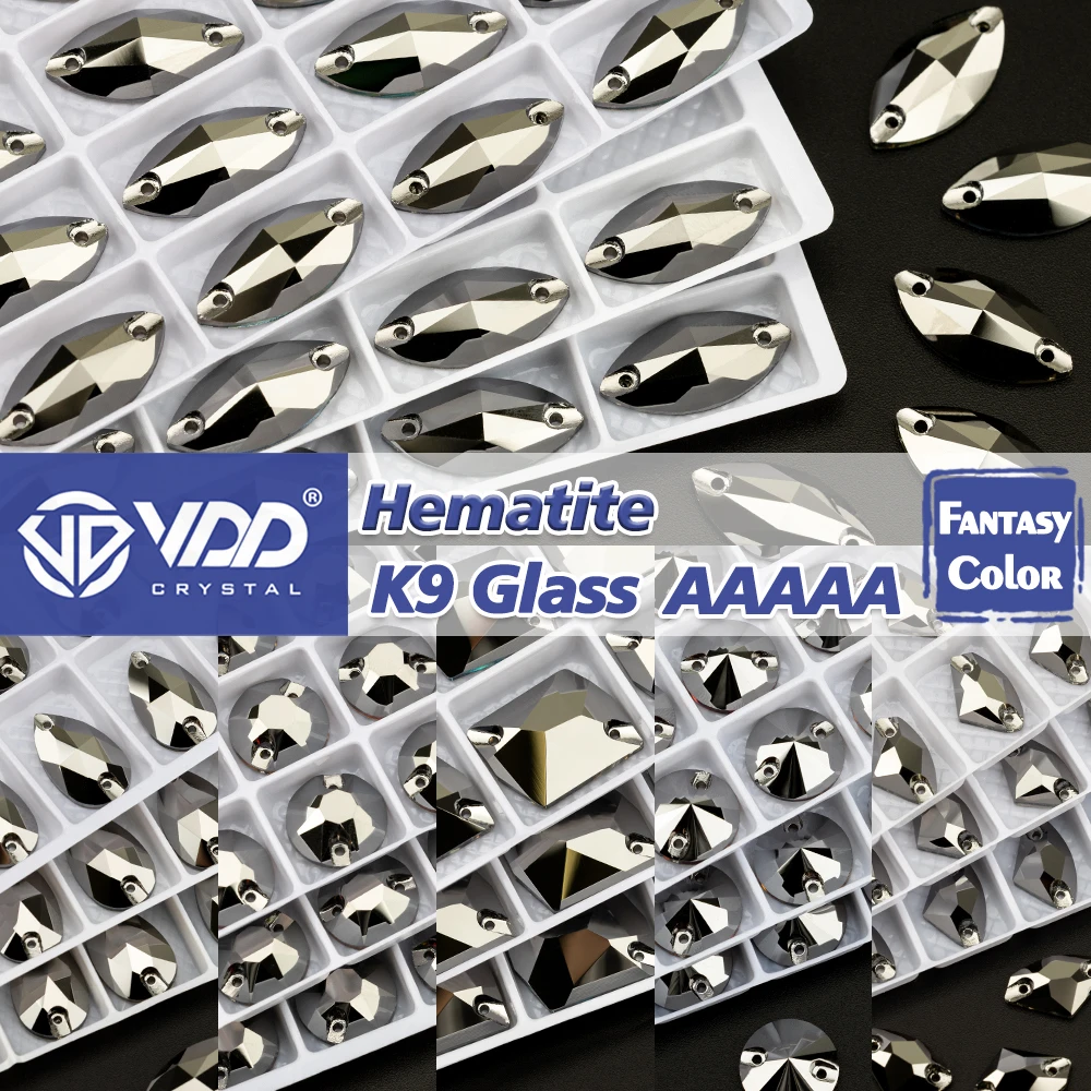 VDD S266 Hematite Top Quality K9 Glass Sew On Rhinestones Crystal Flatback Sewing Strass Stones For Clothes Garment Accessories