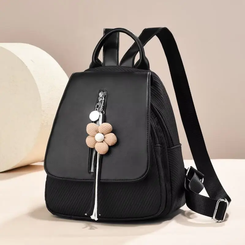 Women Contrast Color Mini Backpack Crossbody Bag Vintage Weave Texture Large Capacity Travel Daypack Casual Ladies Shoulder Bag