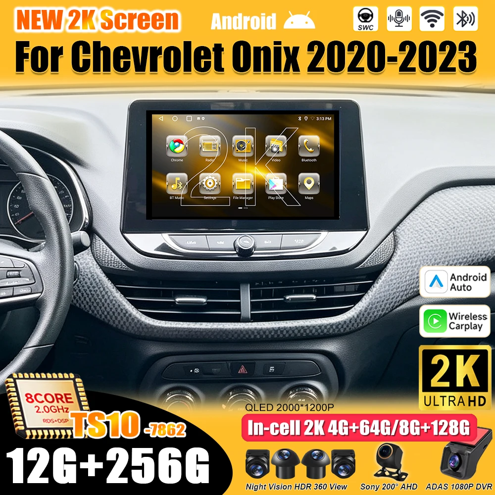 Android 16 For Chevrolet Onix 2020-2023 Car Radio Stereo Head Unit Multimedia Video Player GPS Navigation 2K QLED 9 Inch  5G DSP