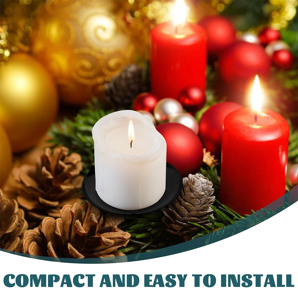 10pcs Metal Fixing Holder Christmas Wreath Pillar Plate Tealight Stand Xmas Dining Table Centerpiece For Living