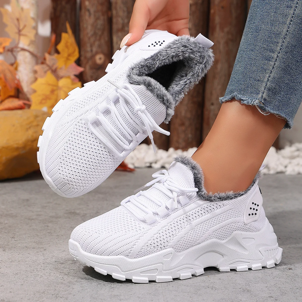 Warme, mit Fleece gefütterte Damen-Kurzstiefel: leichte, stilvolle und vielseitige Freizeitsportstiefel für Frauen. – Detail 11