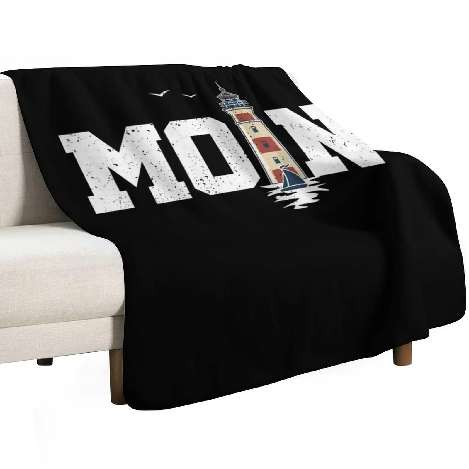Hello North Sea lighthouse & seagulls North Germany sea beach Throw Blanket Bed covers for sofa manga Custom Loose Blankets