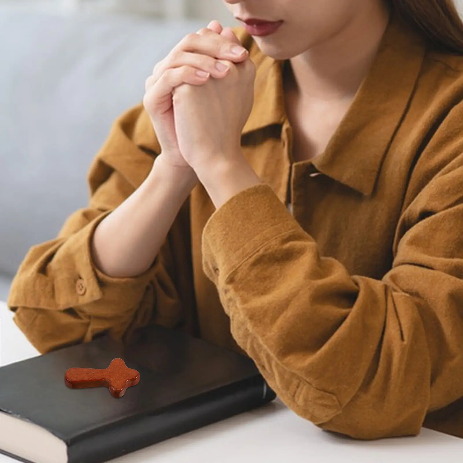 Lot de 3 petites croix de Jésus en bois, format poche, à tenir à la main, pour la prière, le courage et la force, cadeau religieux chrétien