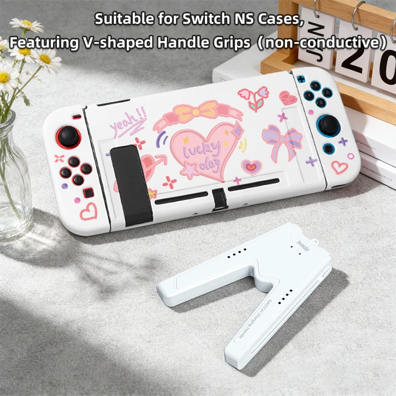 Schutzhülle mit Controller-Griff für Switch, kompatibel mit Switch NS/OLED-Konsolen, tragbarer Game-Controller-Griff.