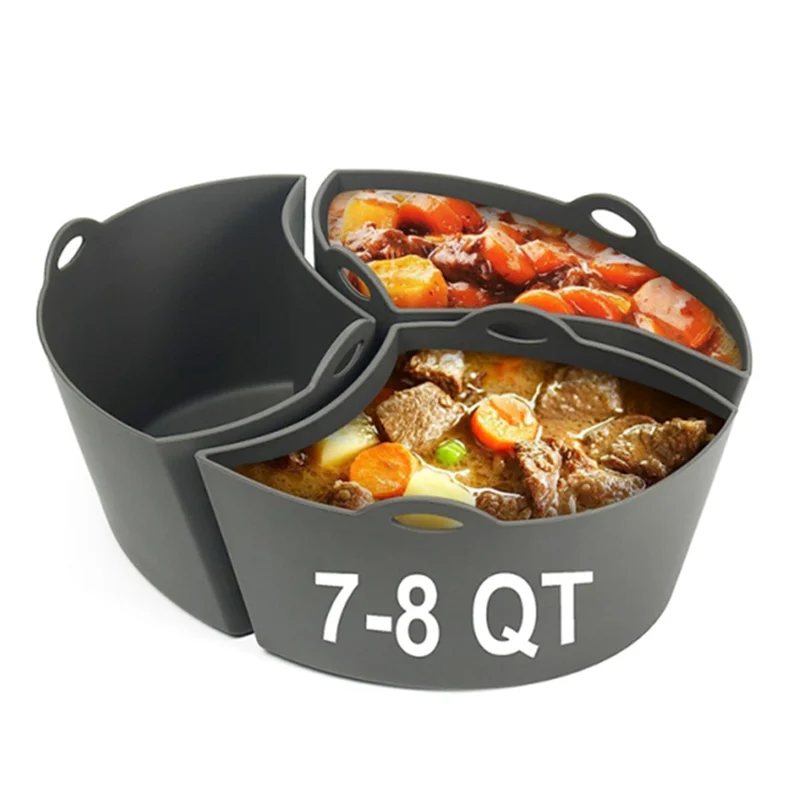 

A15Q-Silicone Slow Cooker Liner Applicable To Crockpot 8QT Slow Cooker Food Grade Silicone Liner Divider