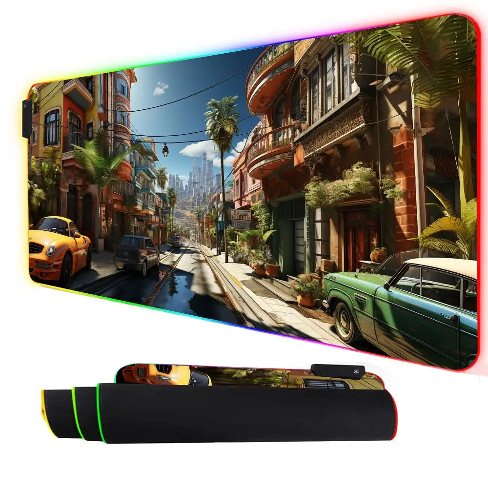 

RGB Mouse pad Digital art Sunset design LED glow gaming mat rubber anti-slip Desk Mat pc accessories Gaming keypad mousepad