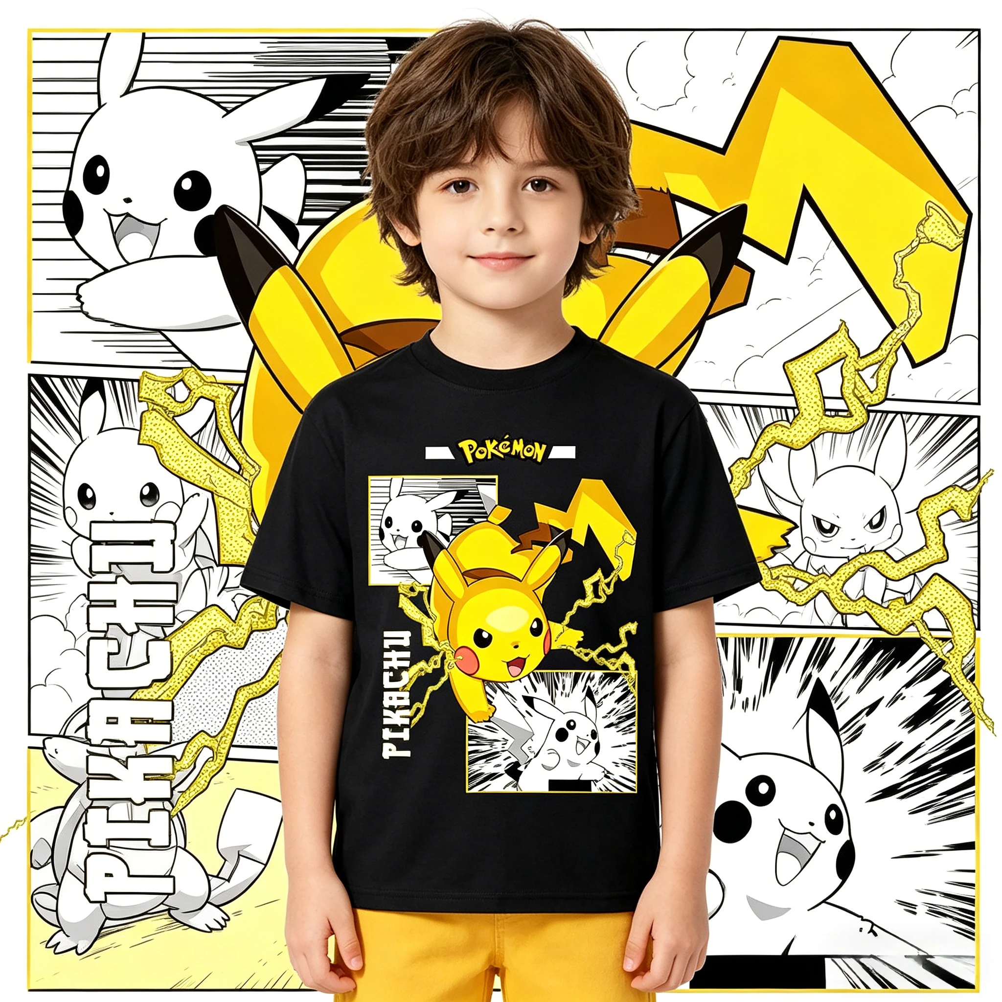 

2026 Summer Pokemon Pichu Pikachu Raichu Evolution Cotton T-Shirt Unisex Casual Breathable Quick Dry Plus Size Family Sports Tee
