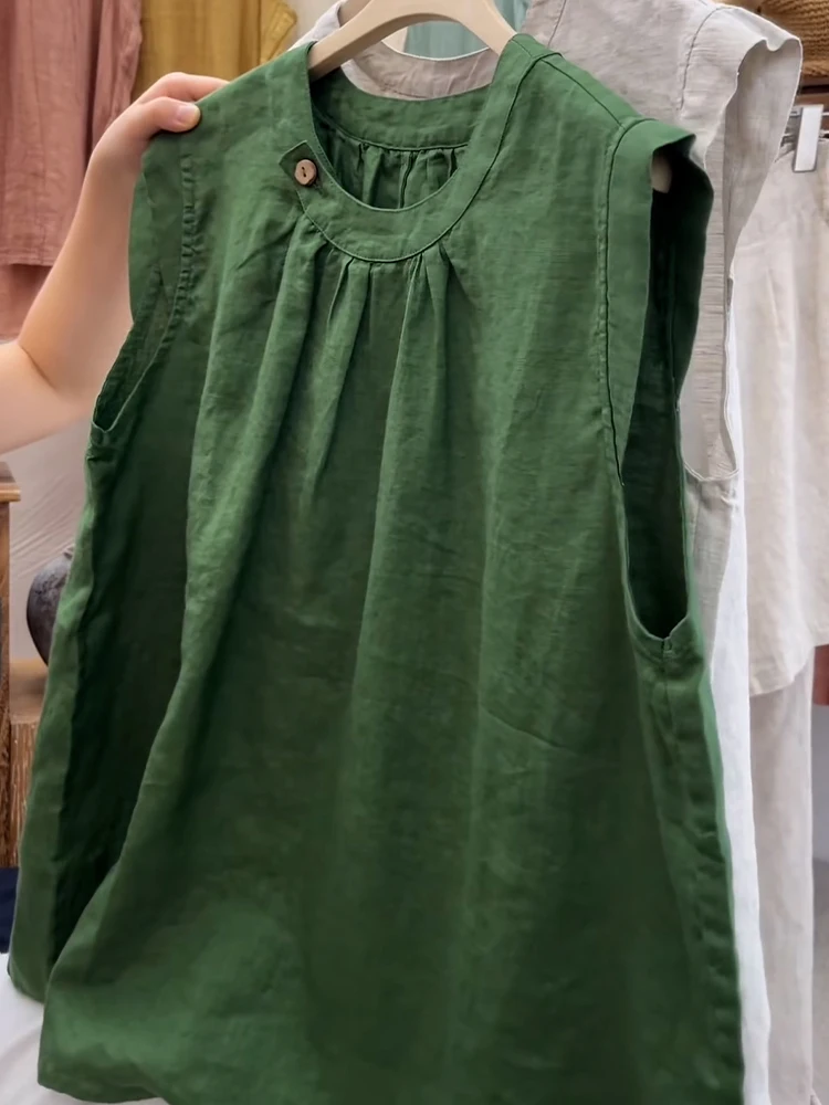 Ladies' een Svel irt Korean Sle Loose Fit Summer Faionable Casual Outerwear Vest Top Breathable Comfortable Ski...