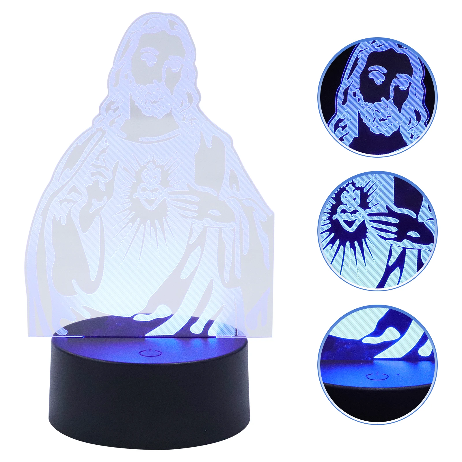

Creative 3D Acrylic Jesus Night Usb Powered Desktop Lamp For Bedroom Church Decor Warm Light Atmosphere Religious Style