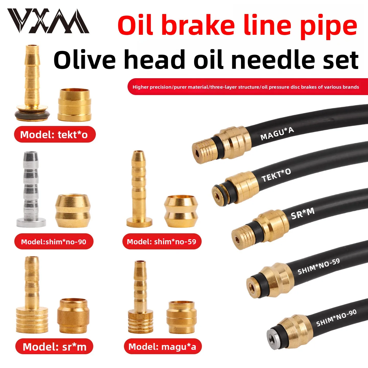 

Bike Hydraulic Brake Hose Kit 2500mm for Shimano BH59 BH90 Sram Avid System Included 4 Brake Olive 4 Brass Connecting Insert