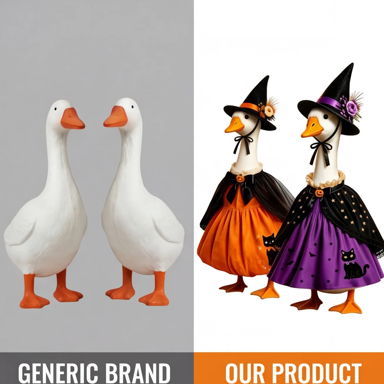 New Halloween Porch Desk Goose Costume Set 23 Inch Gardener Pumpkin Witch Outfit with Hat Cape Garden Outdoor Statue Decor