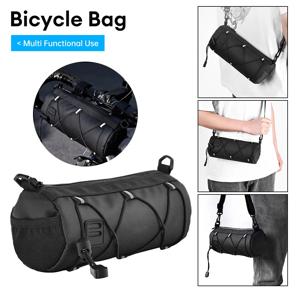 Bike Bag Portable Handlebar Pannier Multi-Purpose Large Capacity Backpack Mountain Road Bicycle Rack Tube Bag Elastic Band Bag