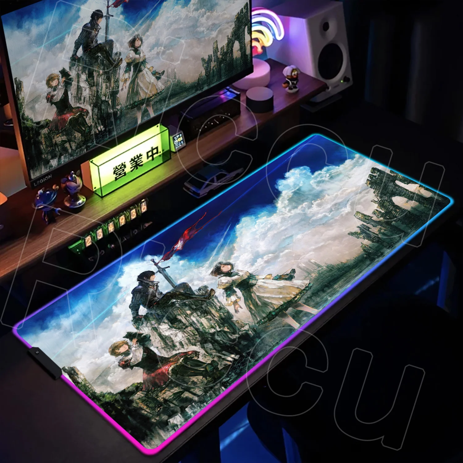 

RGB Mousepad Large Gaming Final Fantasy Mouse Pad Lock Edge Thicken Computer Keyboard Desk Mat Xxl LED Light Glowing Mice Carpet