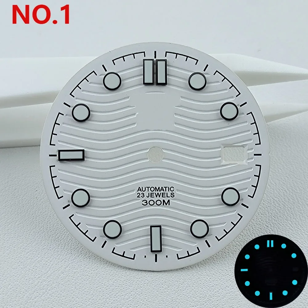 31mm NH35 Dial Watch S Dial Face Blue Luminous Mod Parts for Seamaster 300 NH35 NH36 Movement Watch Mod Parts Accessories