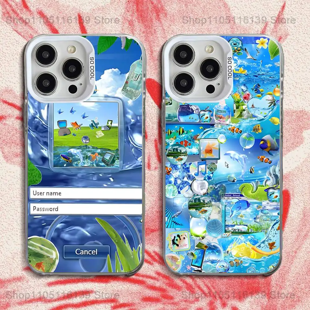 

Frutiger Aero Aqua Nostalgia Phone Case For iPhone 16,15,14,13,12,11,Pro,XS,Max,Plus,Mini,SE White Candy Matte Shockproof Cover