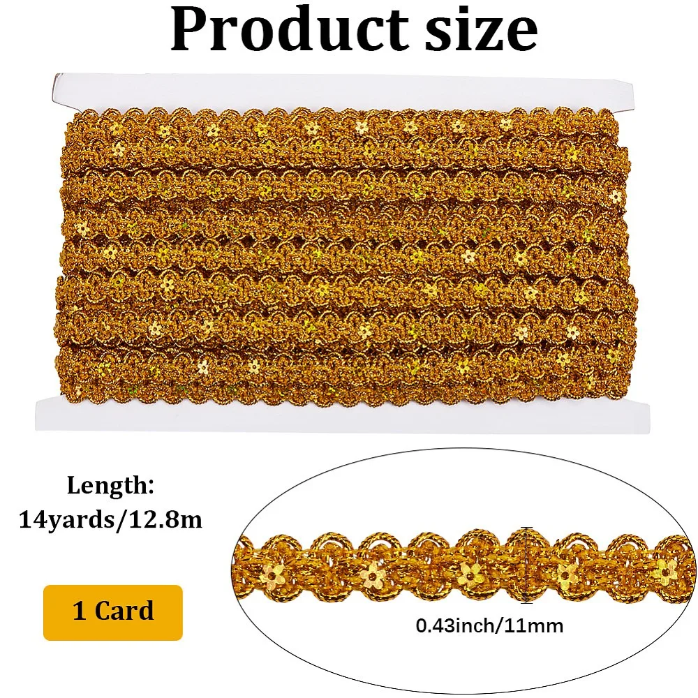 Polyester Centipede Lace Ribbon Clothes Accessories Gold 3/8 inch(11mm)