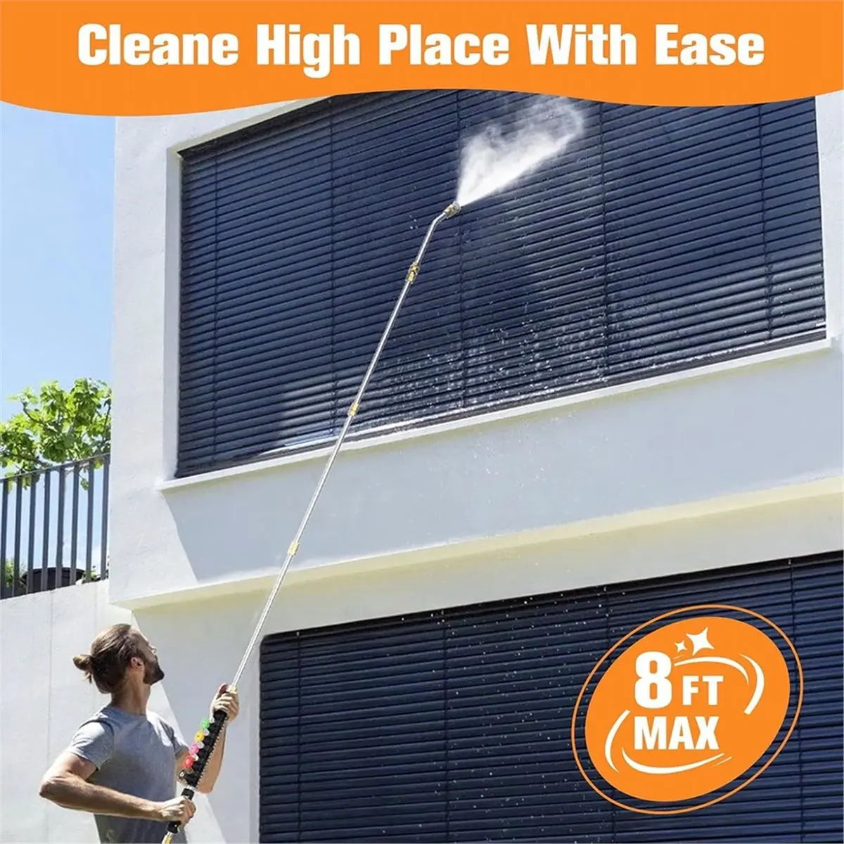 8' Pressure Washer Extension for Gutter Cleaning, Upgraded Pressure Washer Accessories 1/4
