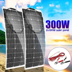 300W/150W Flexible Solar Panel Kit Complete Solar System Generator  Charger for RV Boat Camping Outdoor Emergency Power Supply