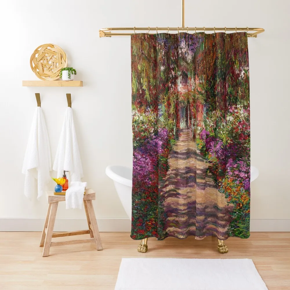 

A Pathway in Monets Garden Giverny Shower Curtain Bathroom Fabric Anime Bathroom Curtain