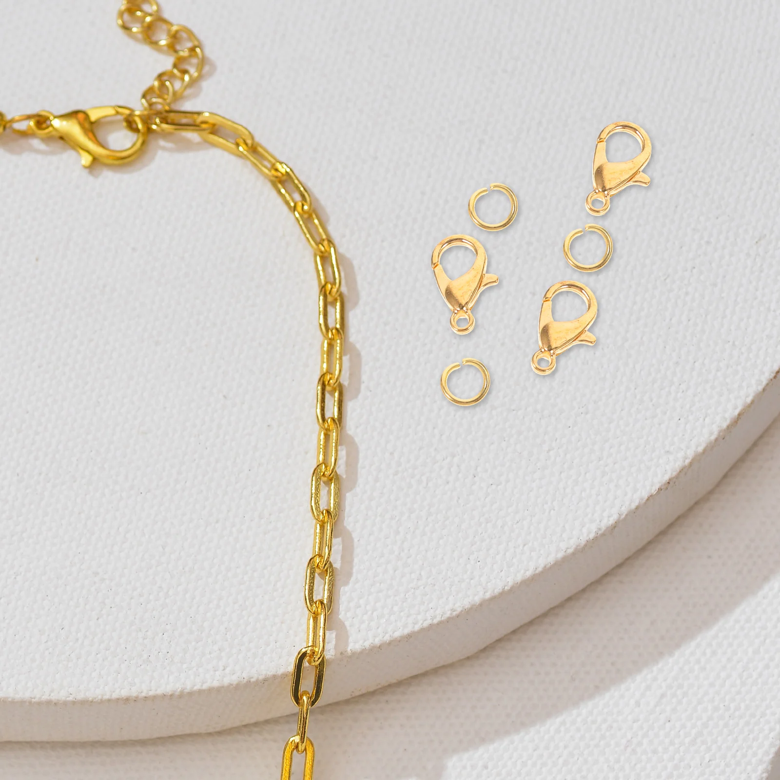 

Golden Cross Chain Material Pack Iron Jewelry Necklace Bracelet Chains Lobster Clasps Buckle Set Metal Craft Supplies