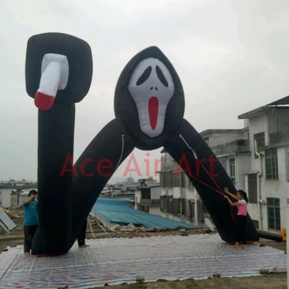 Giant Halloween Arch Inflatable Killer Skeleton Man Archway with Bloody Knife for Festival Made by Ace Air Art