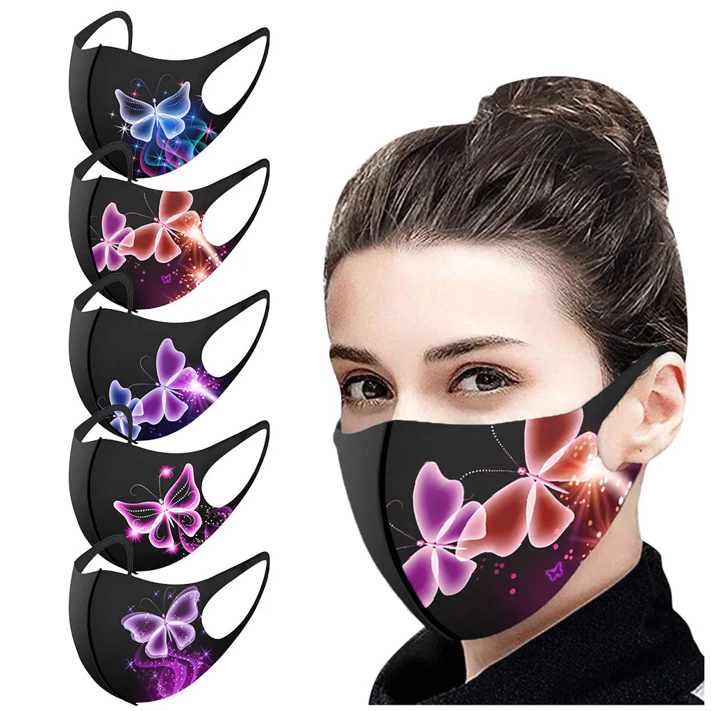 Unisex Version For Men And Women Printed Protective Mask Black Modified Face Slimming And Reusable Mask Cotton Dust маска