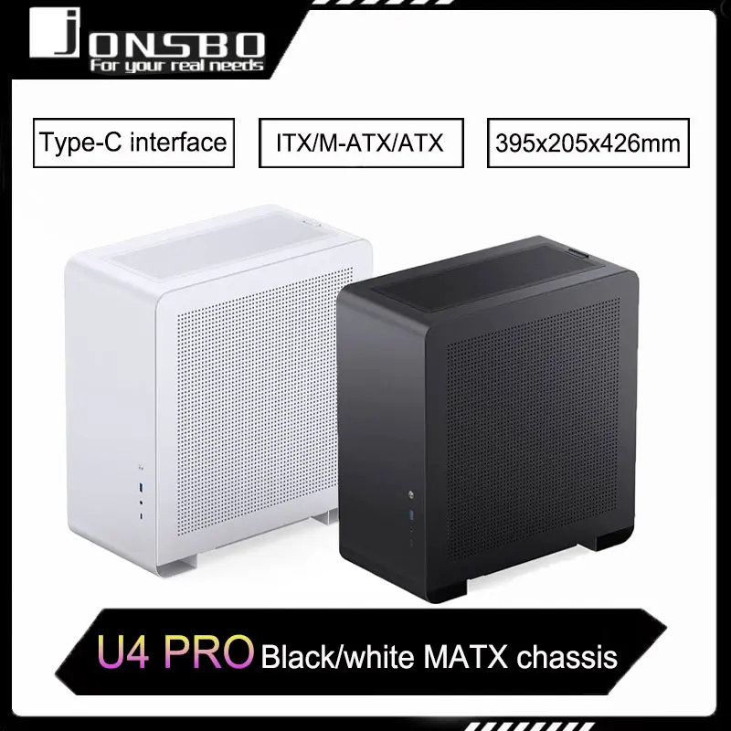 JONSBO U4 Pro MESH ATX Case White/Black All Aluminum Small Desktop Computer Chassis For 240 Water Cooler 280-330mm Graphics Card