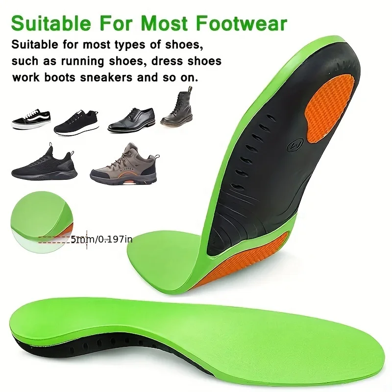 Orthopedic Insole Thickened Arch Support Shoes Pad for Flat Feet Sport Shock Absorption High Elastic Wear Resistant Foot Cushion