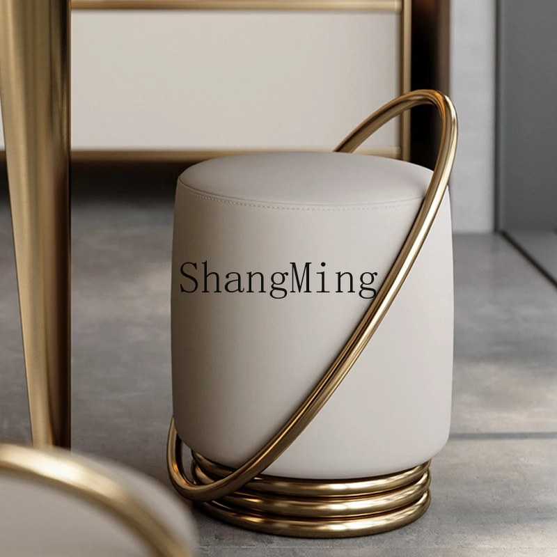 HJ sgabello rotondo di fascia alta in acciaio inossidabile di lusso leggero per la casa soggiorno moderno semplice piccolo sgabello creativo