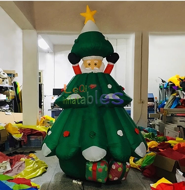 

Outdoor Led Lighted Christmas Inflatable Christmas Tree Blow up Santa Claus Model for Yard Decoration