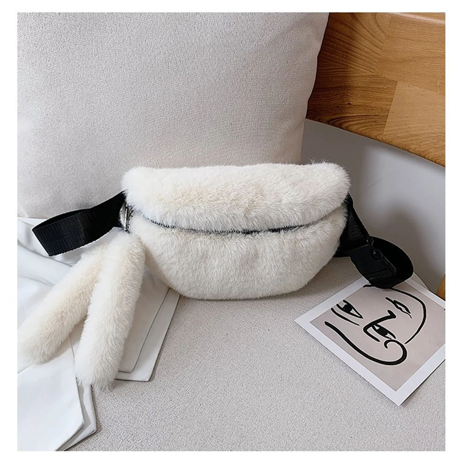 Women Winter Fluffy Fanny Pack Fashion Plush Waist Bag Designer Banana Purse Luxury Belt Bag Large Shoulder Crossbody Chest Bags