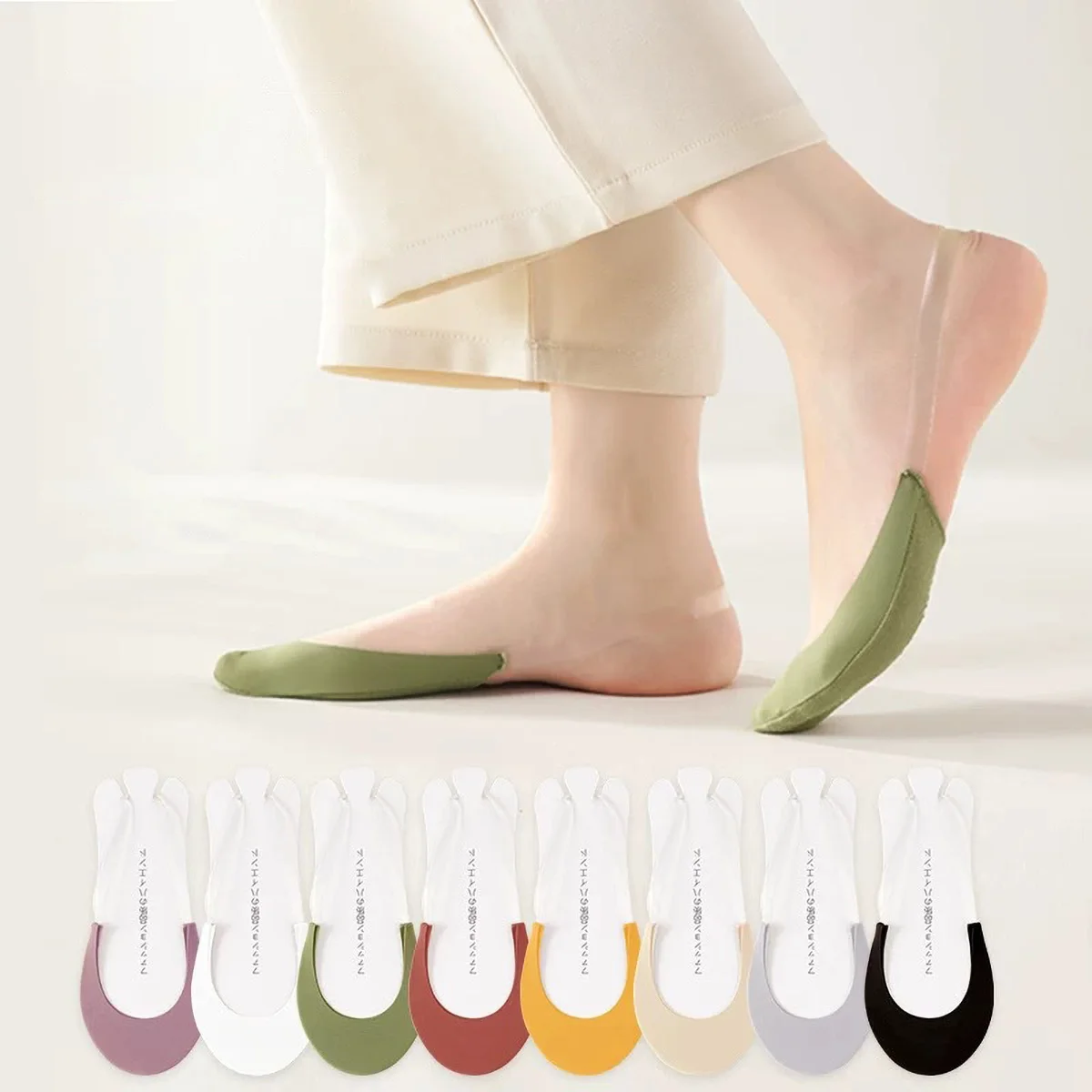 1/4 Pairs Invisible Boat Socks Women Summer Silicone Non-Slip Socks for High Heels Shoes Ice Silk Thin Half-Palm Suspender Sock
