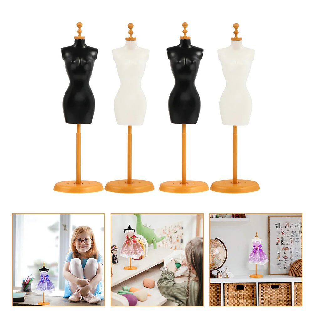 

4 Pcs Mini Mannequin Stand Coat Hanger Miniature Clothing Rack Plastic Clothes Display