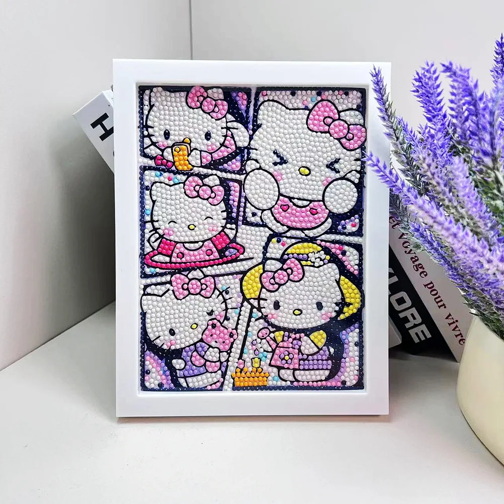 Sanrio 5D DIY Diamond Painting Kits For Kids Hello Kitty Kuromi Rhinestone Art Mosaic Carft Kits with Frame Home Decor Gift