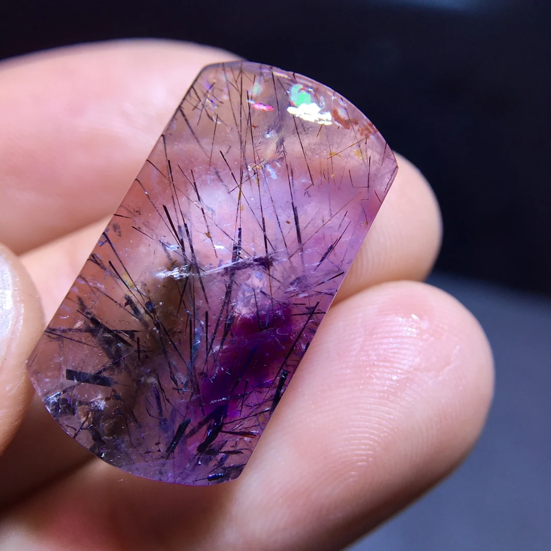 

Натуральный фиолетовый Super Seven 7, кулон из рутилированного кварца 25,2/14/6,8 мм, прямоугольное ожерелье с кристаллами, натуральная AAAAA