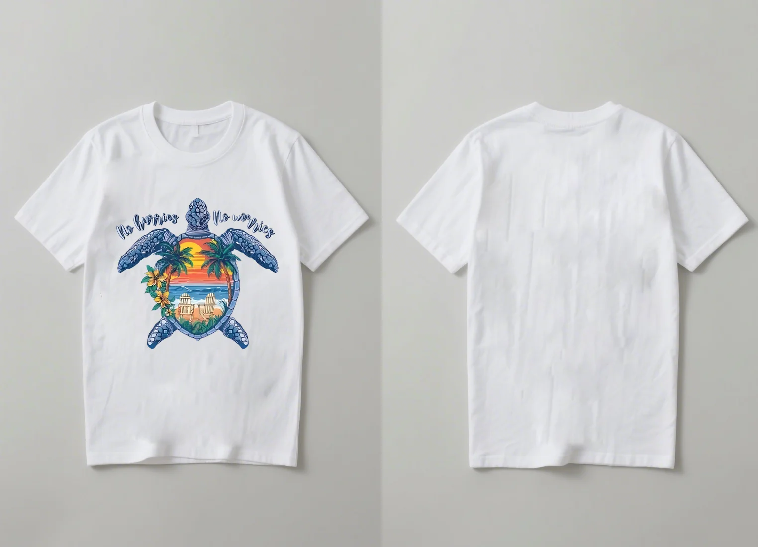 2025 جديد عصري السلحفاة البحرية الاستوائية طباعة قصيرة الأكمام عادية للجنسين