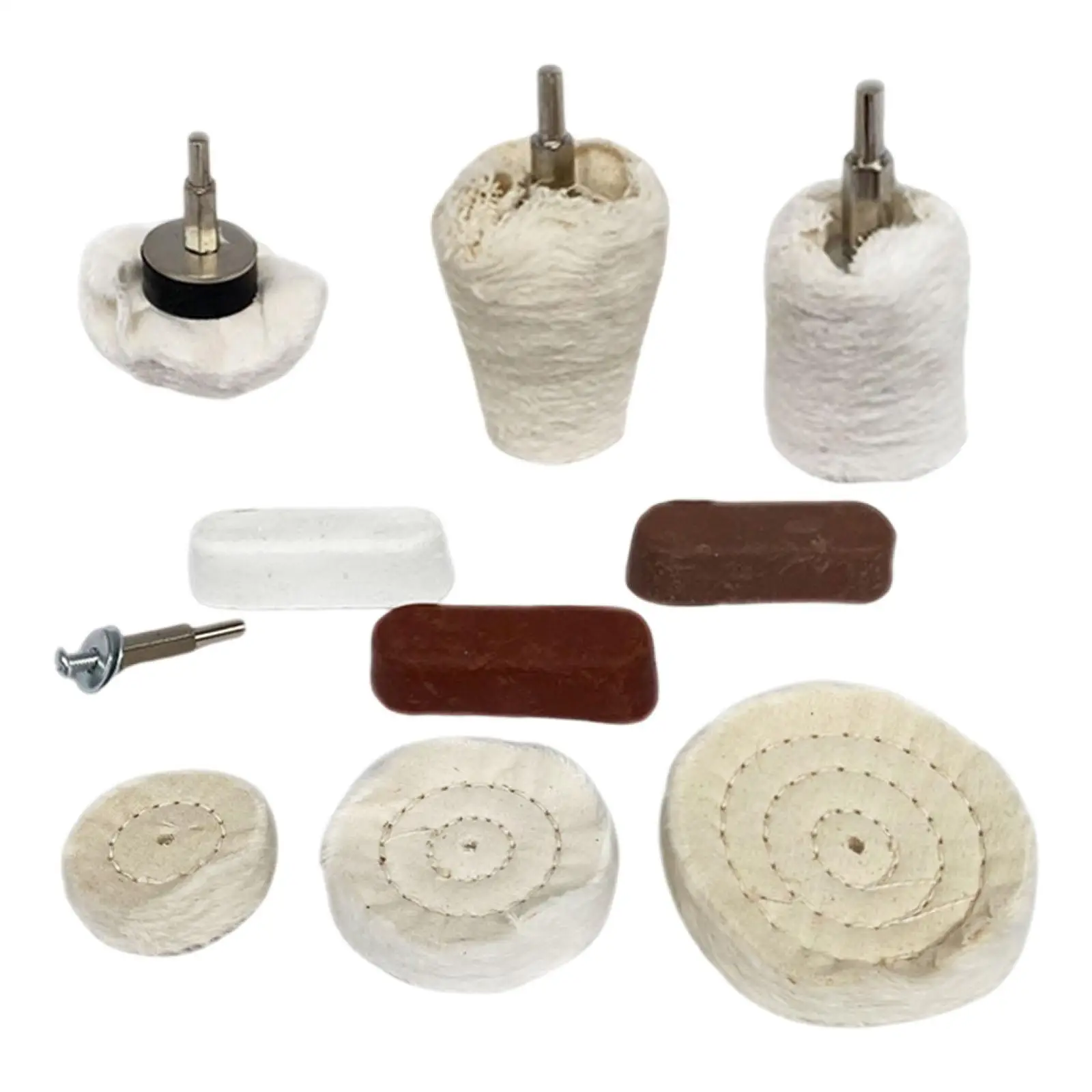 10-teiliges Polier- und Polierpad, Mopp-Rad-Set, 1/4 Zoll Griff, Rad-Puffer-Pad für Auto-Poliergerät-Set, Edelstahl, Holz, Kunststoff