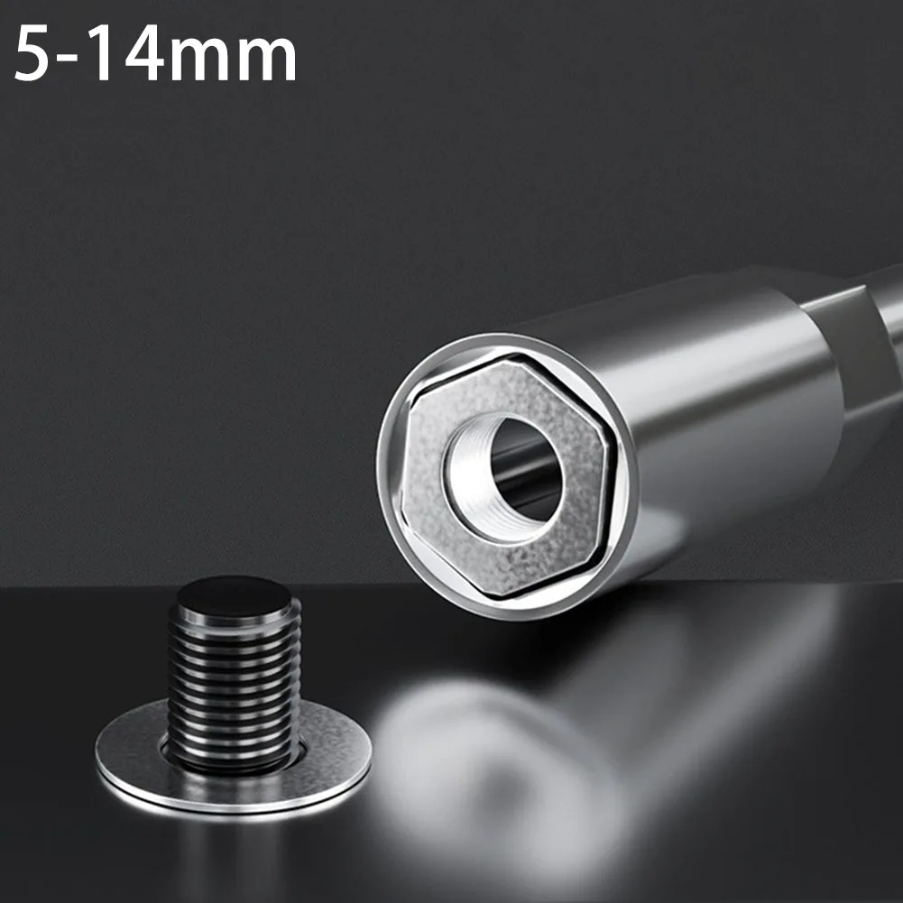 1pc Socket Screwdriver 5-14mm Metal Hex Nut Key Socket Driver Wrench Screwdriver Anti-slip Hand Repair Tools 150mm