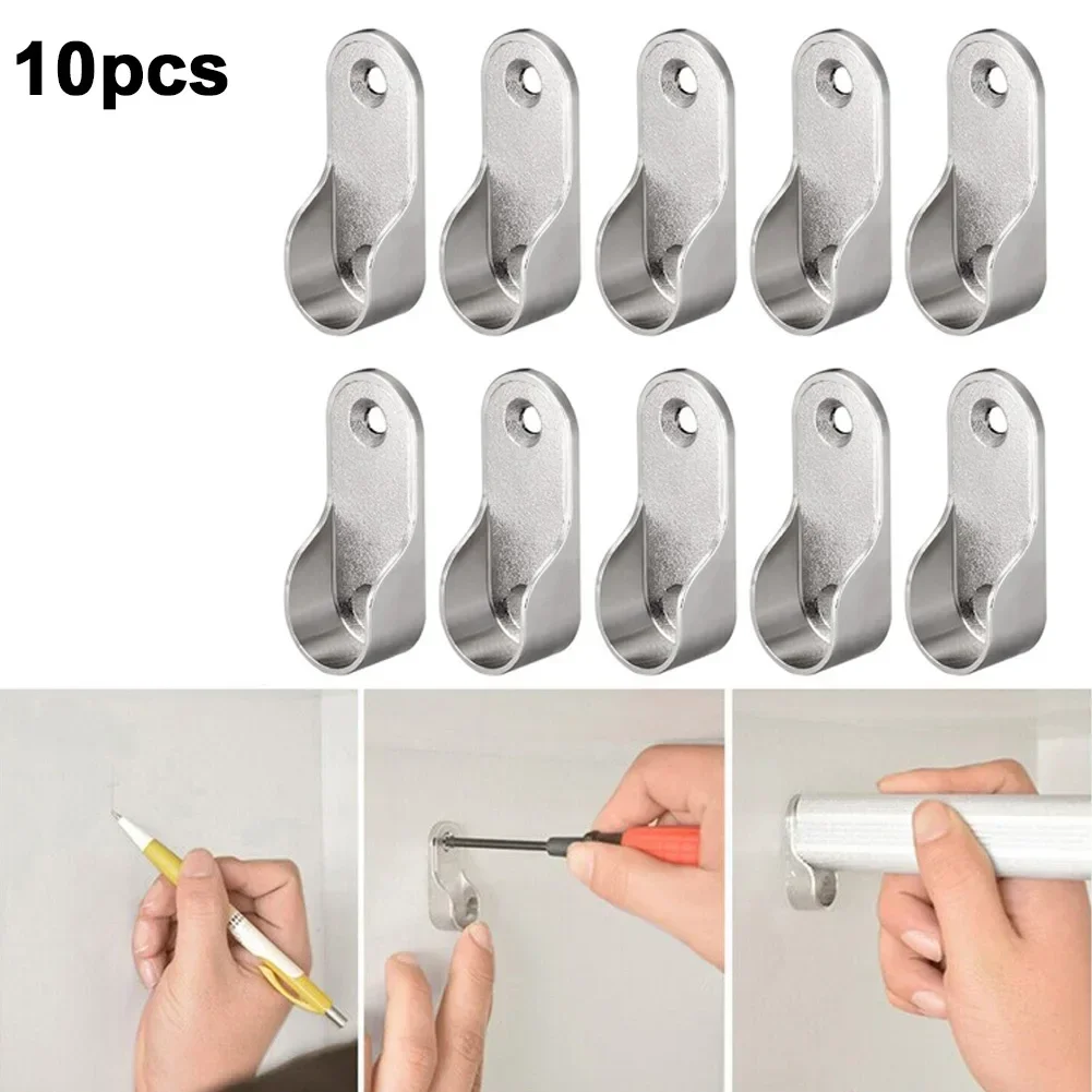 

10pcs Wardrobe Clothes Tube Support Closet Rod Pole End Bracket Holder Cupboard Furniture Hardware Hanging Clothes Rod Holder