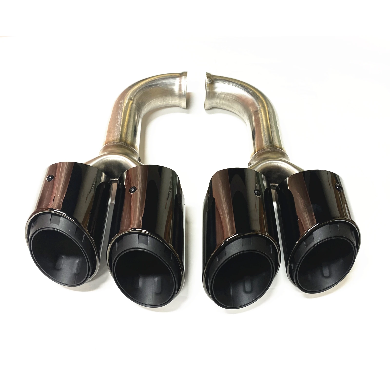 Quad Tips Schwarz Hinten Auspuff Schalldämpfer Rohr Runde Loch Schwanz Auslass Vent Endrohr Für Porsche Cayenne V6 2011-2014