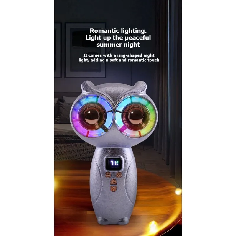 Efficient-USB Rechargeable Dual-Turbo Owl LED Smart Display Fan Portable Handheld Fan Variable Speed