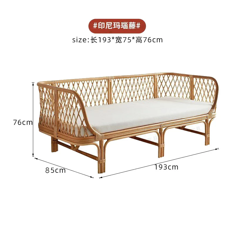 Hotel B & B natural rattan bed triple double rattan sofa bed waterproof sunscreen leisure sofa bed combination