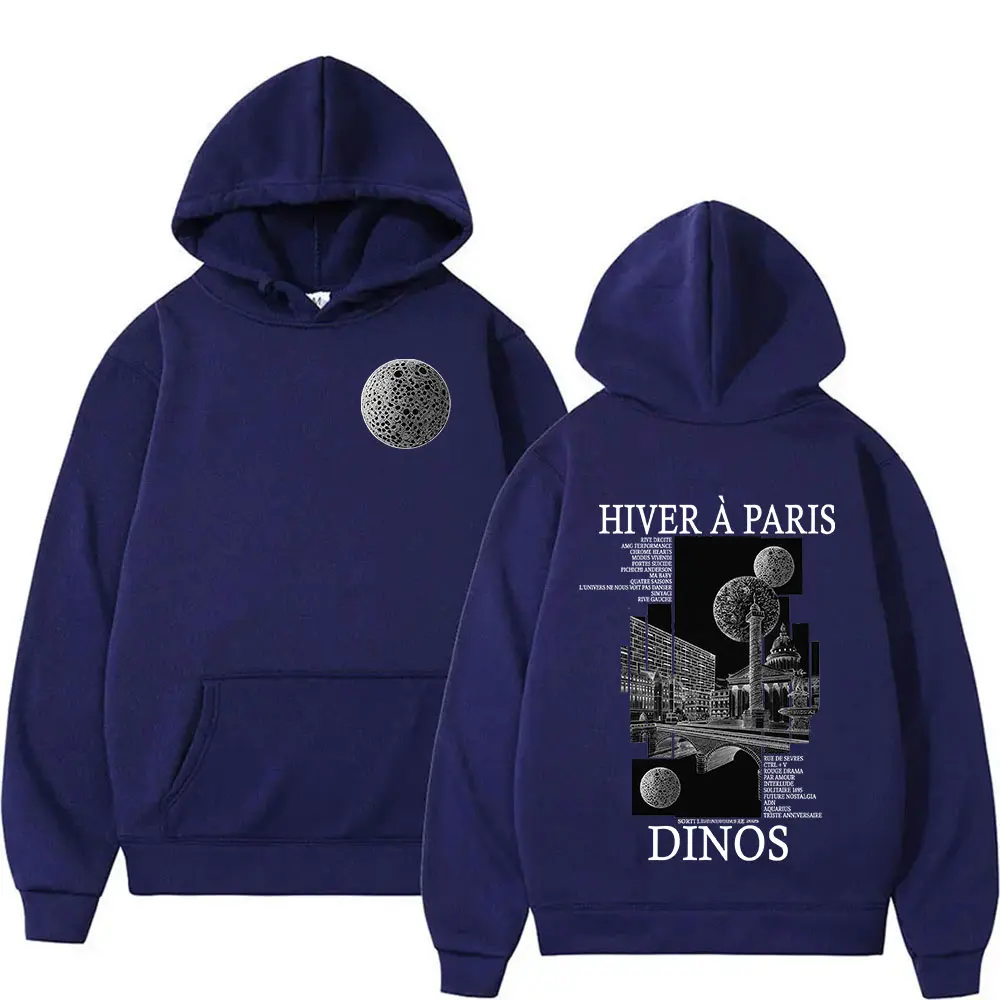 Rapper DINOS HIVER A PARIS Tour 2025 Graphic Hoodie Men's Fashion Hip Hop Oversized Sweatshirt Fleece Pullover Hooded Streetwear