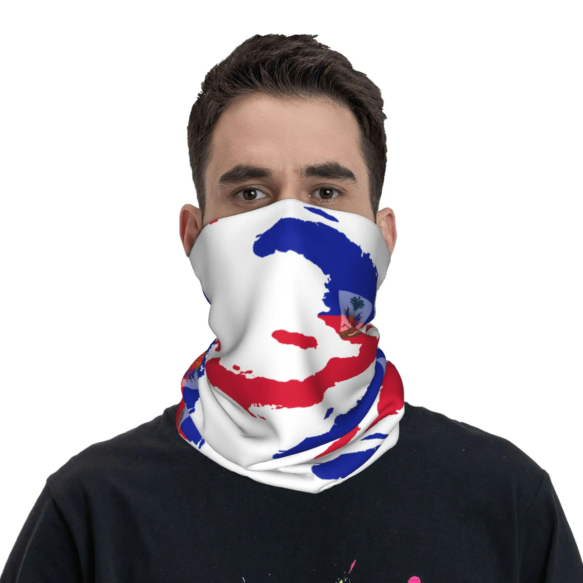 

Haiti Flag Balaclava Outdoor Sports Cycling Mask Anti-UV Soft Motorcycle Face Cover Mask Spring Cool Neck Gaiter