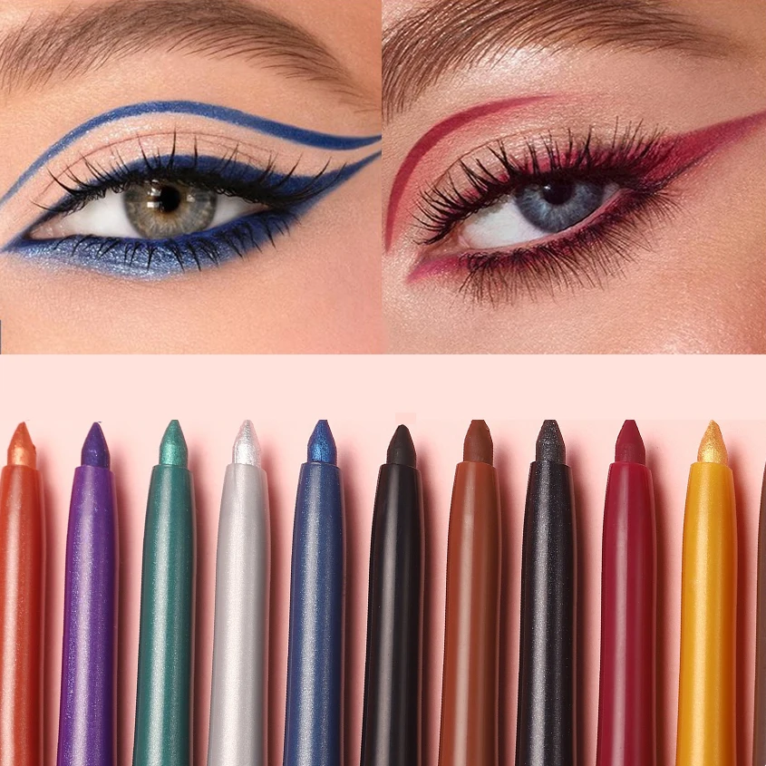 Lápiz Delineador de ojos en Gel con purpurina mate, delineador de ojos suave, resistente al agua, azul y marrón, lápiz corrector mate de secado rápido, maquillaje de ojos de larga duración