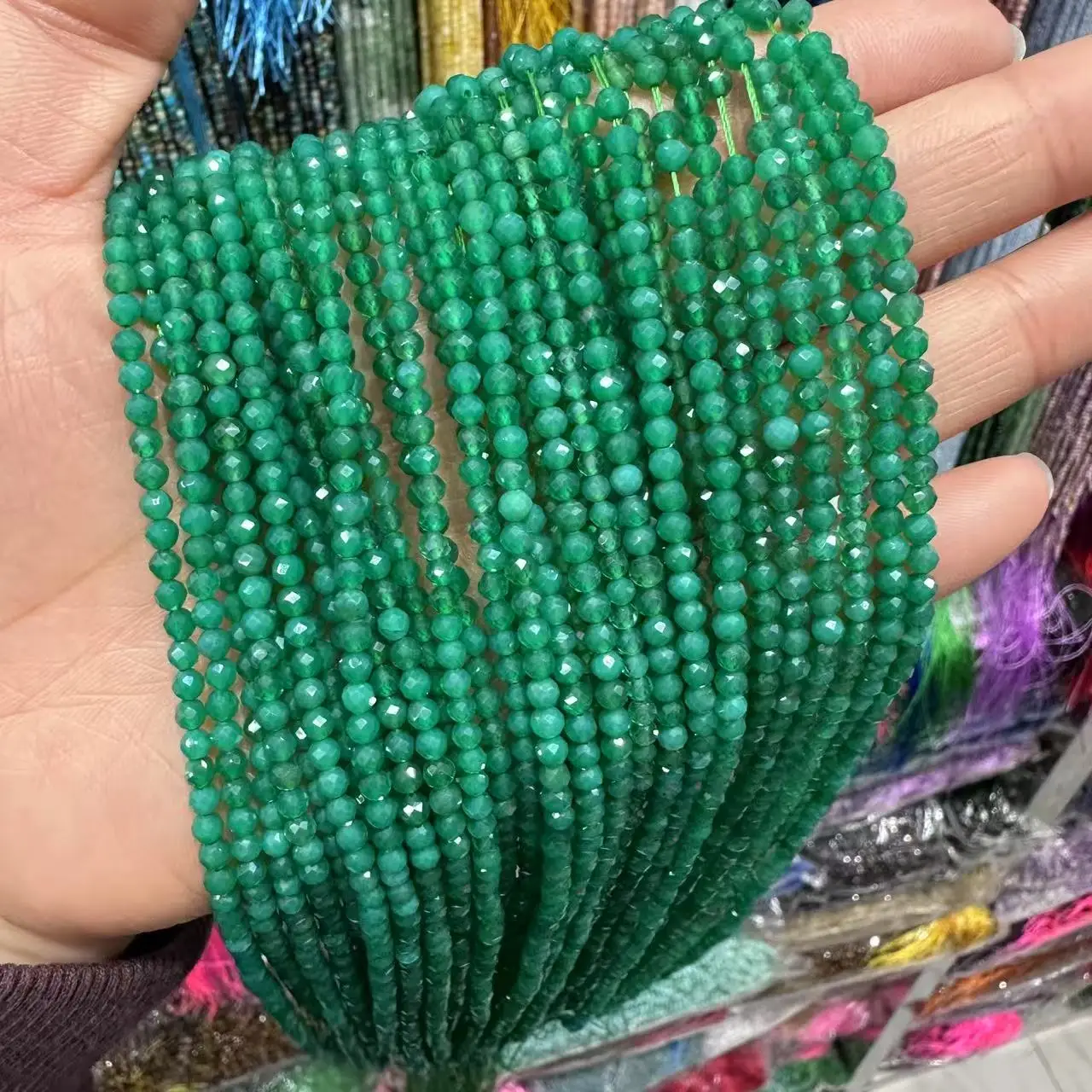 

Natural Green Agate Faceted Round Loose Beads Making DIY Bracelet Necklace Fashion Jewelry Making Accessories Woman Wholesale