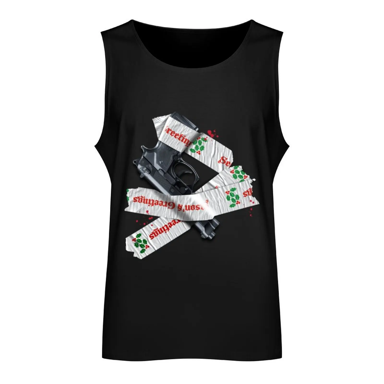 Die Hard – Gift Wrapped Gun Tank Top gym clothing men sleeveless shirt man man vest