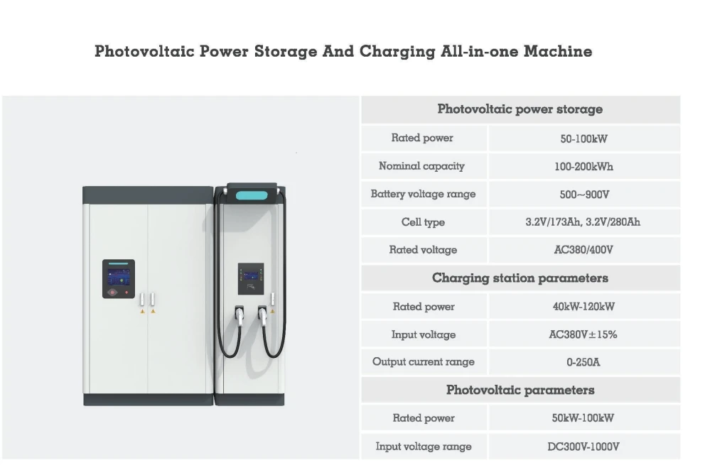 الطاقة الشمسية ESS مع شاحن EV حل متكامل 215kwh تخزين الطاقة الاحتياطية 100kw DC محطة شحن السيارة السريعة خارج الشبكة